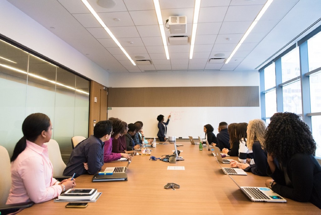 team meeting in the conference room